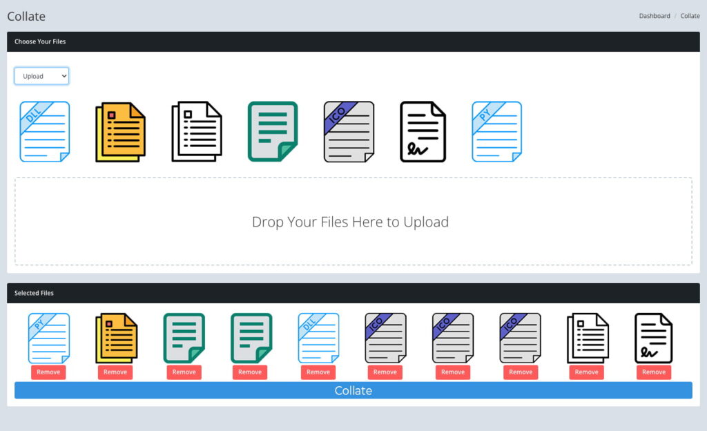 drag and drop collate tool