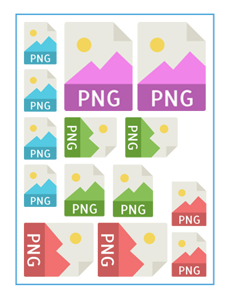 combine various sized png files into one pdf