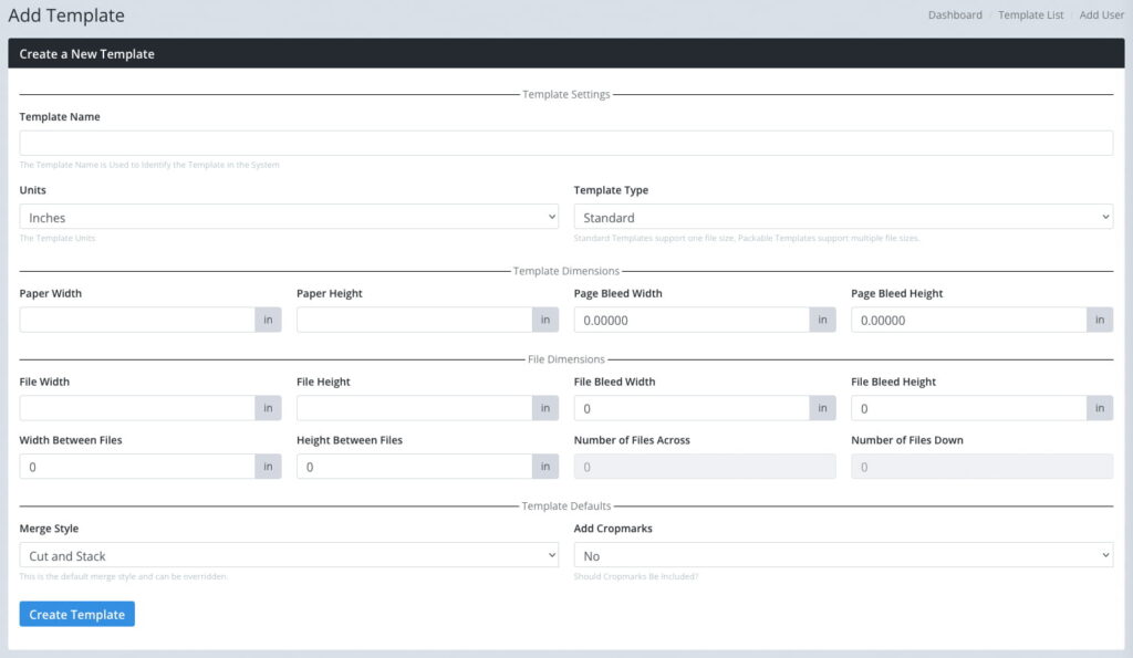 creating an imposition template