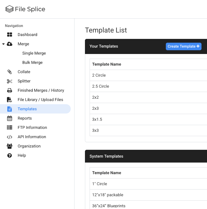 creating templates for merging files