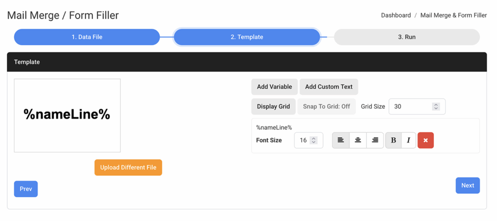 variable data name tag creator