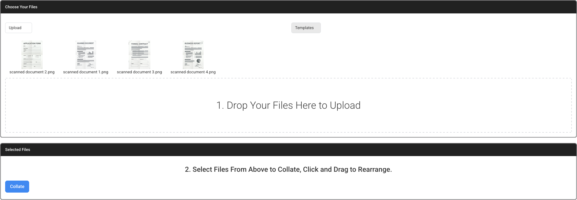 Dragging scanned documents into the File Splice Collate Tool